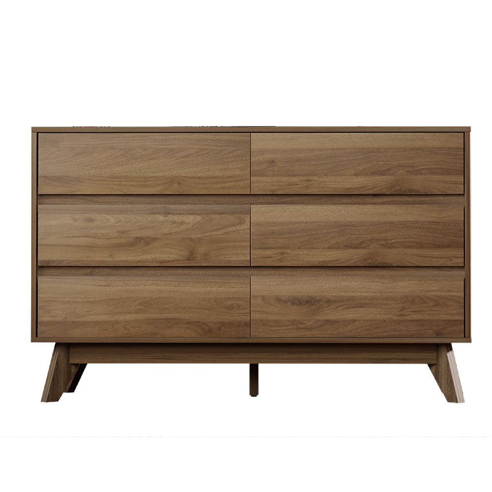 Cove 6 Drawer Lowboy – Walnut – 120 cm