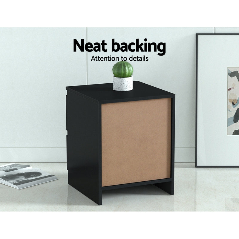 2 Drawer - Bedside Table - Black