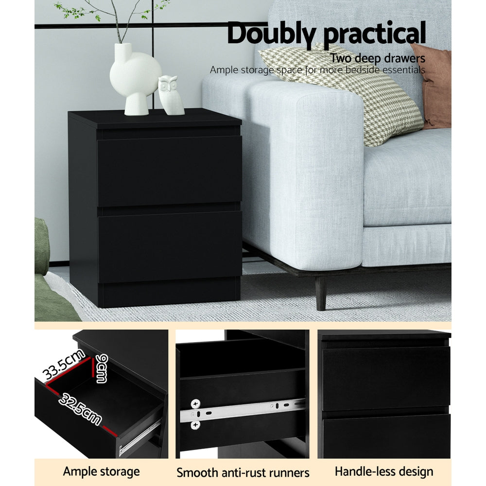 Cove Bedside Tables – Black – Set of 2