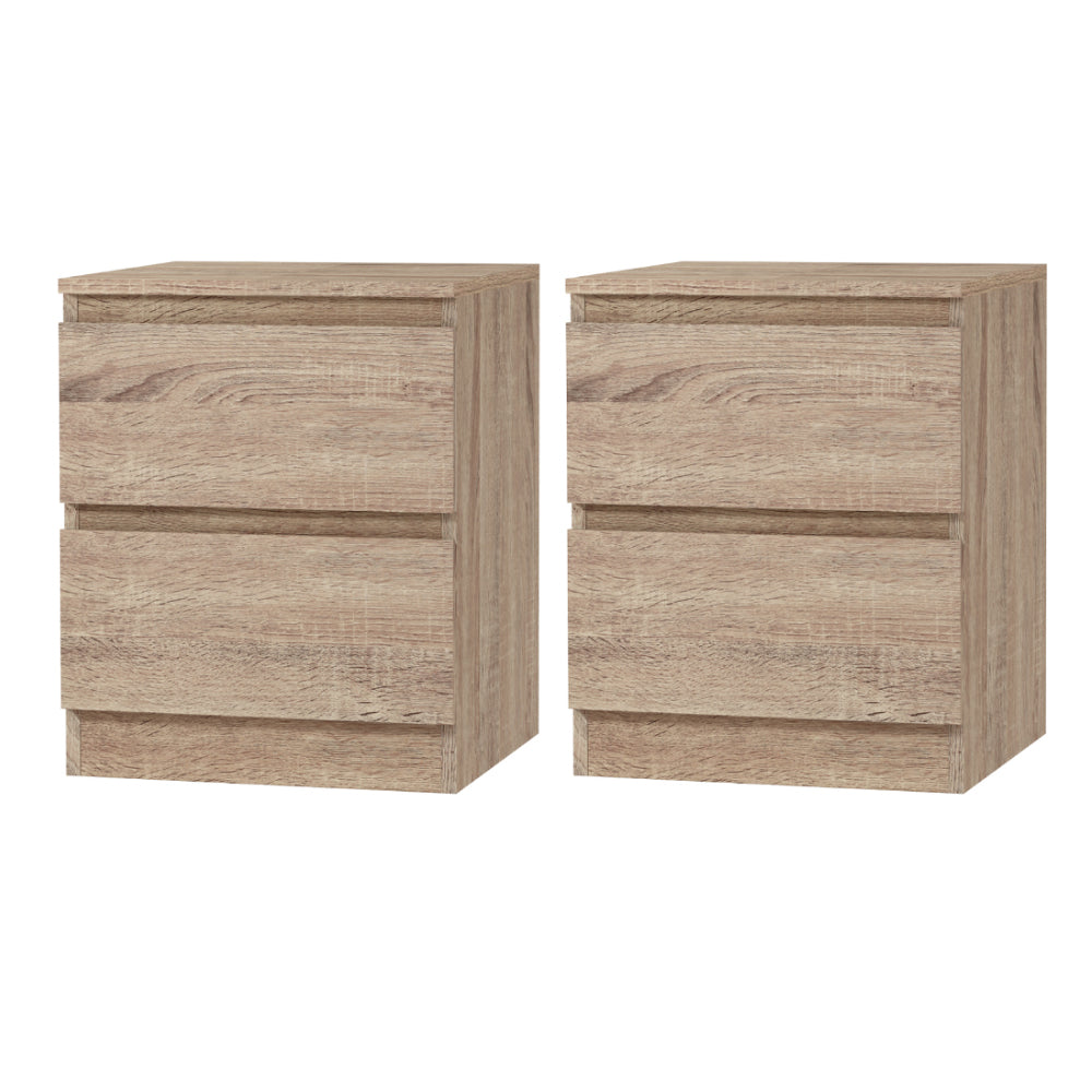 Nova 2x Bedside Table 2 Drawers - PEPE Oak