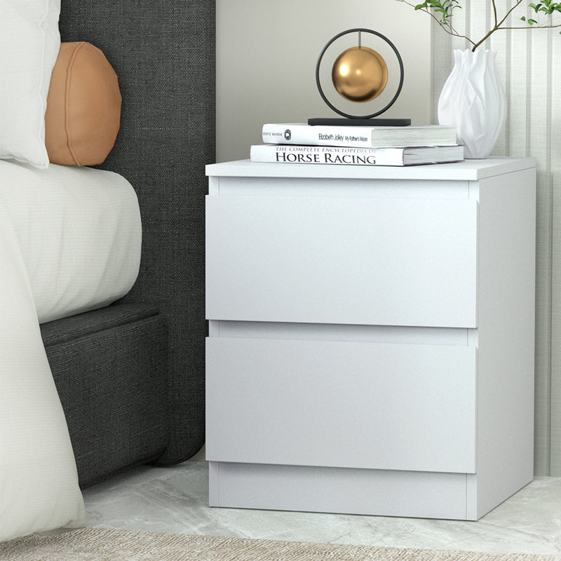 2 Drawers Bedside Table - White