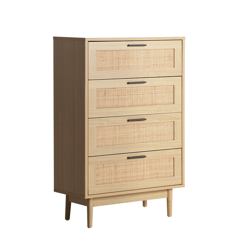 4 Drawer Tallboy Chest – Pine Rattan Style