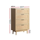 4 Drawer Tallboy Chest – Pine Rattan Style