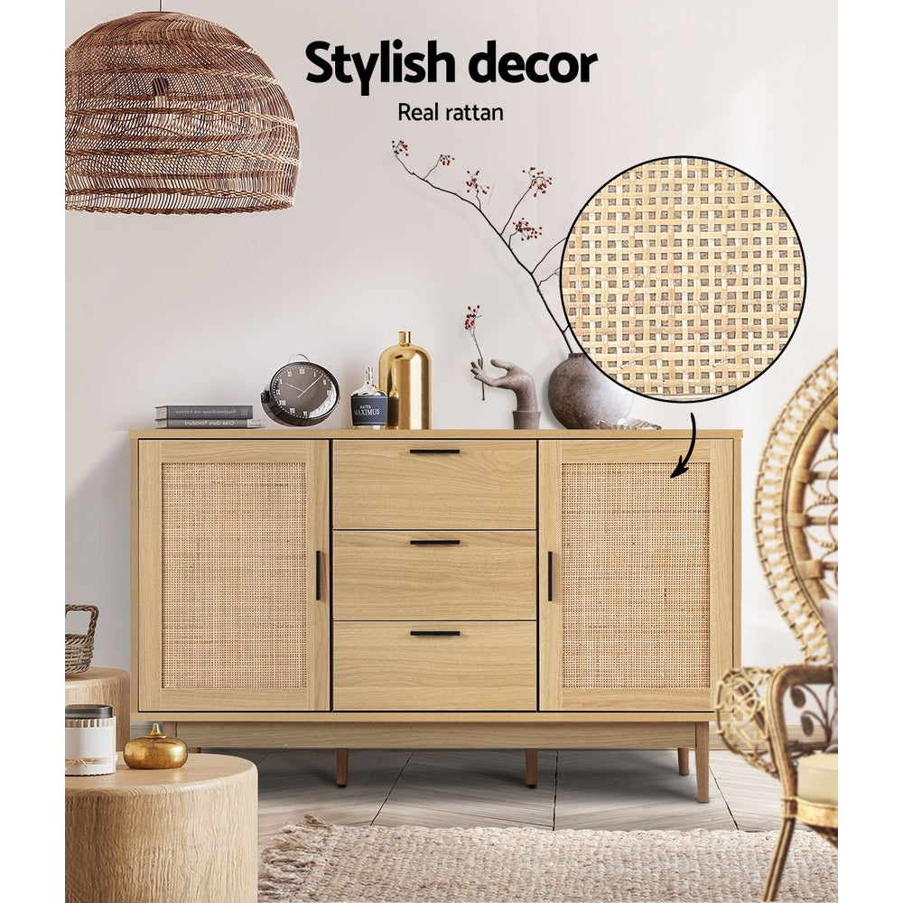 Briony Rattan Buffet Sideboard – Oak – 130 cm