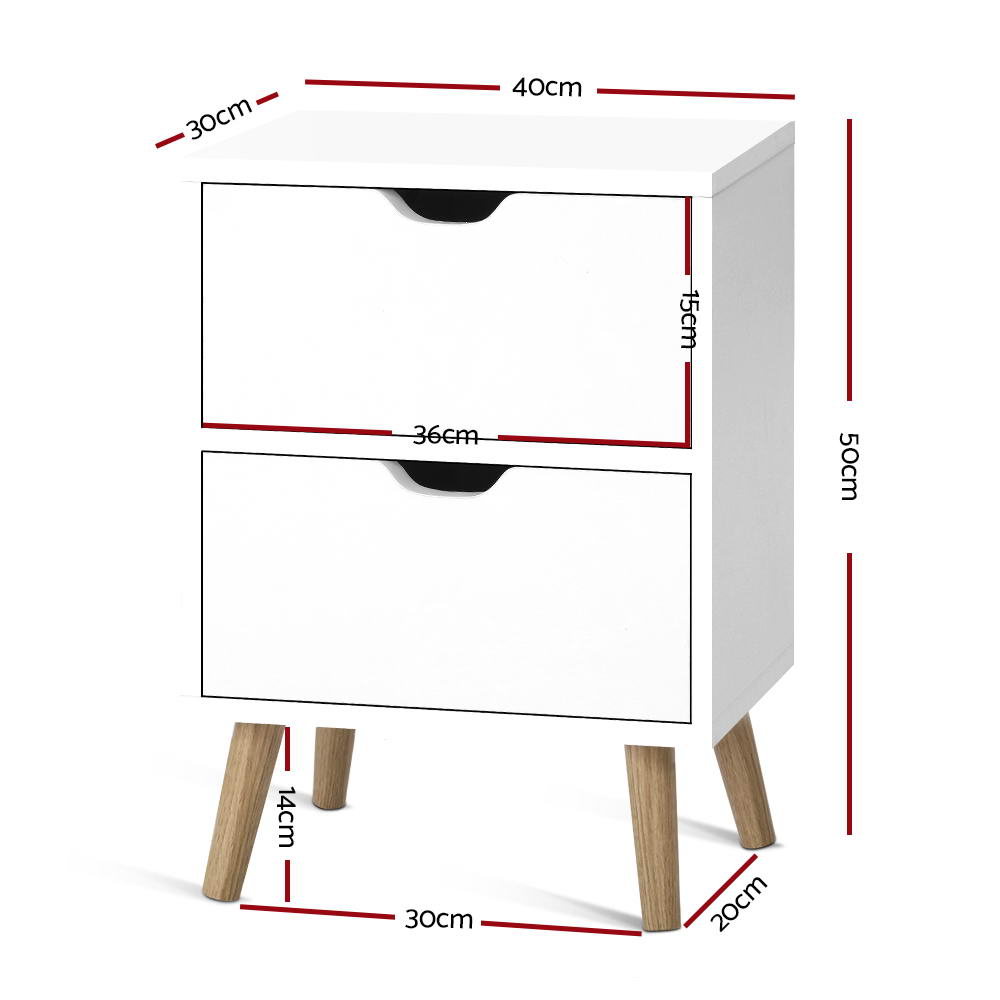 Boden Bedside Table – White – 2 Drawers
