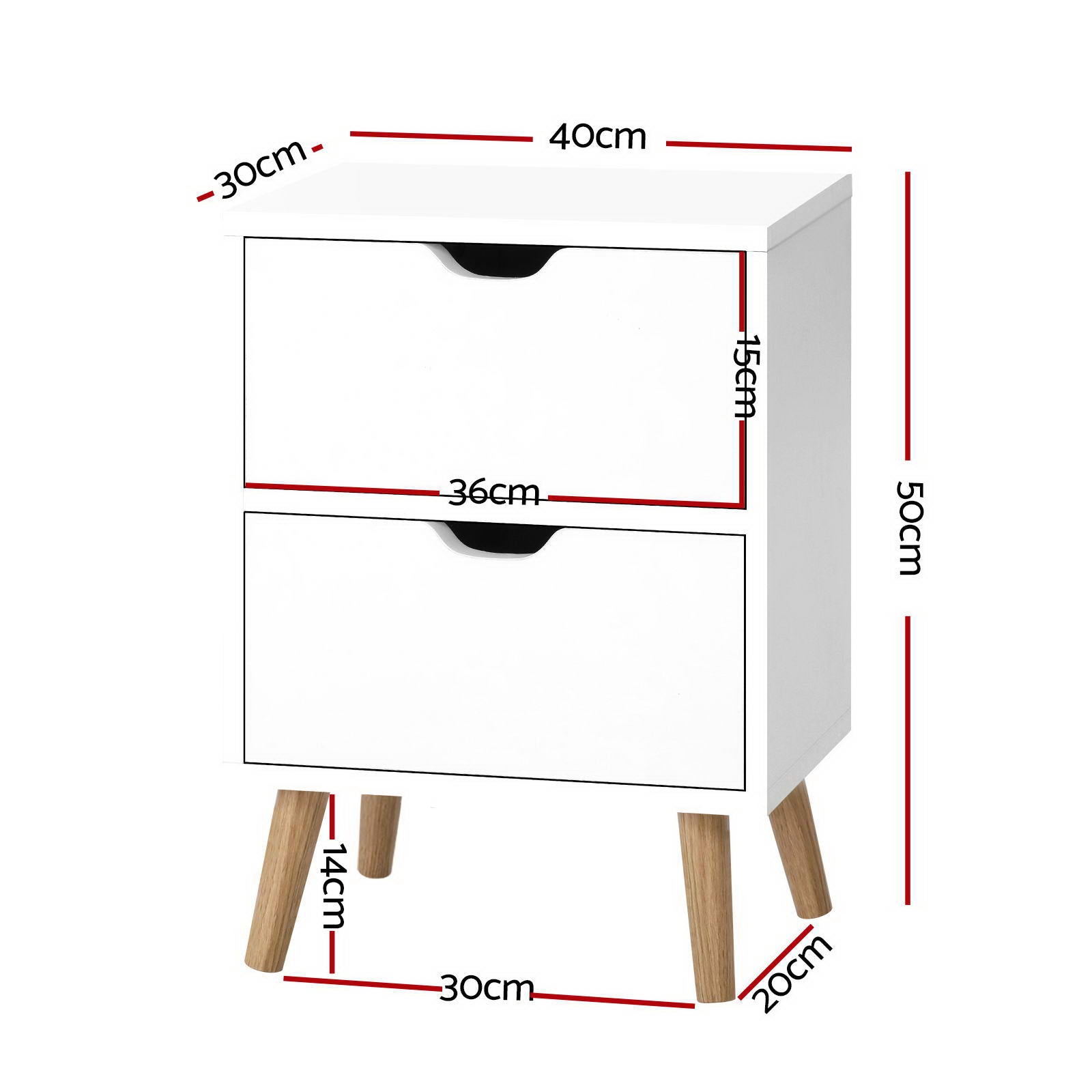 Linden Bedside Tables – White – Set of 2