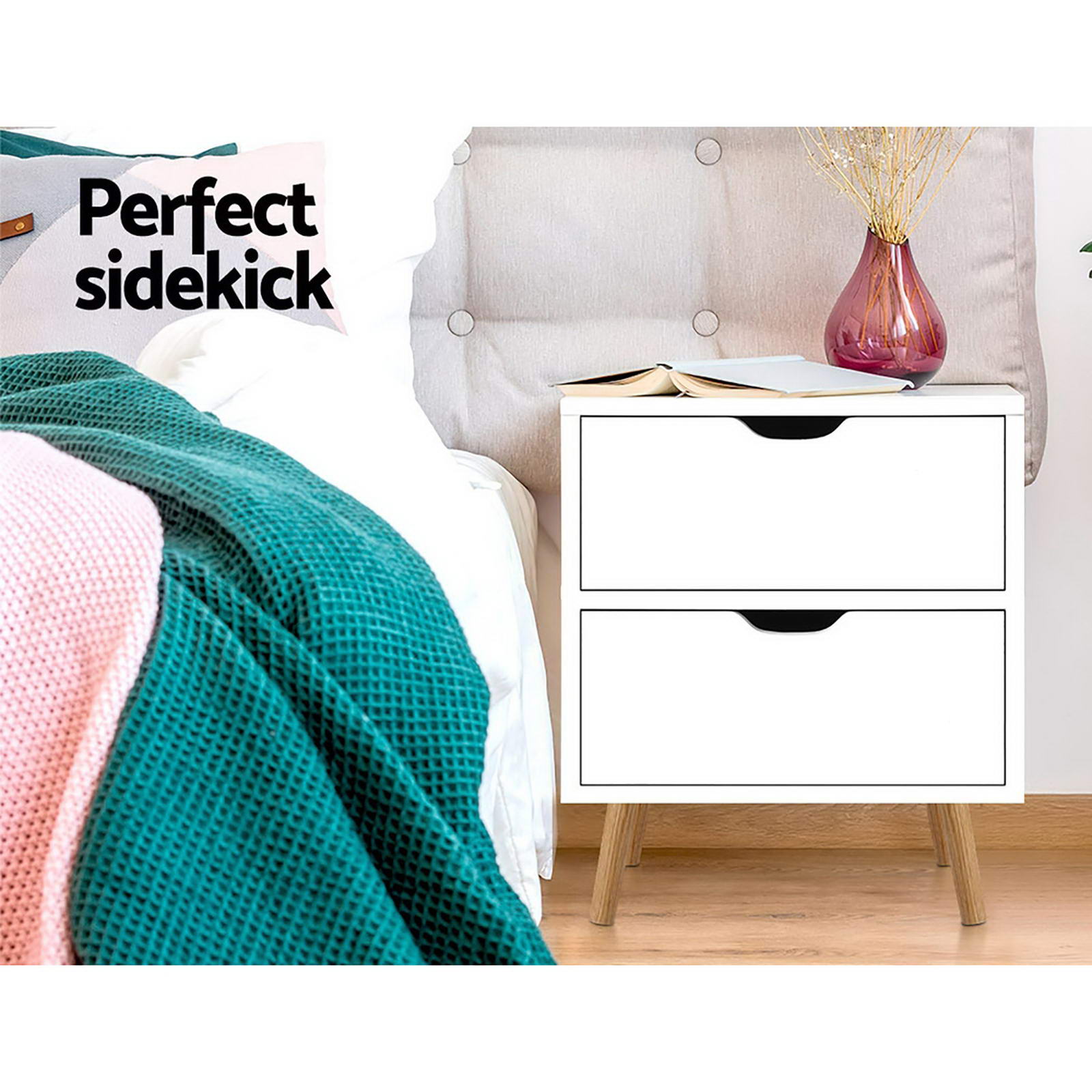Linden Bedside Tables – White – Set of 2