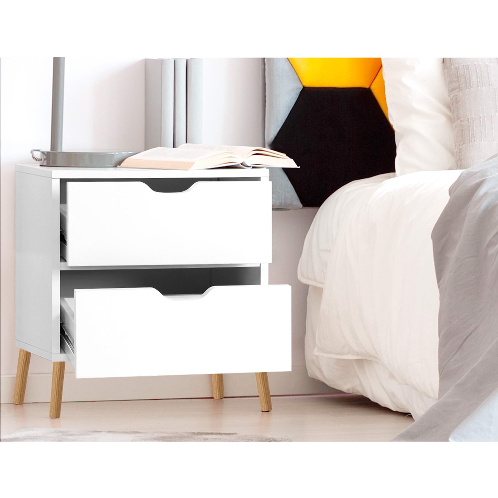 Linden Bedside Tables – White – Set of 2