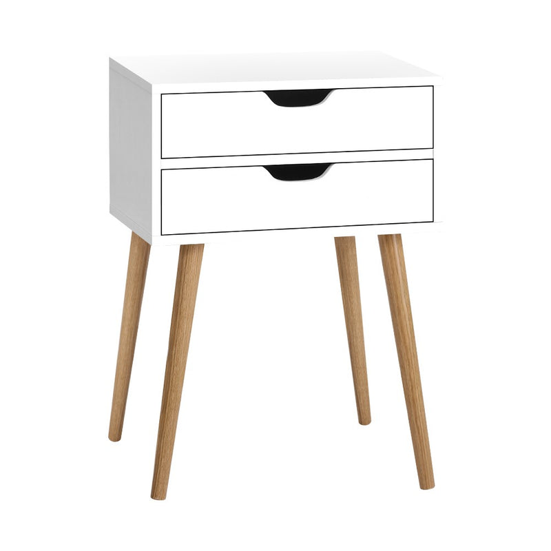 Artiss Bedside Table 2 Drawers - BODIE White