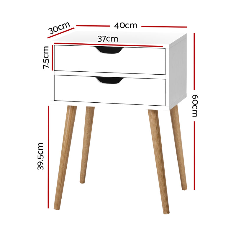 2 Drawer - Bedside Table - White