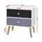 2 Drawers Two-Tone Bedside Table - White