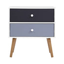 2 Drawers Two-Tone Bedside Table - White