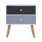 2 Drawers Two-Tone Bedside Table - White