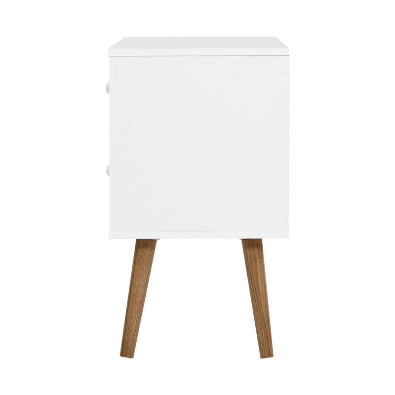 2 Drawers Two-Tone Bedside Table - White