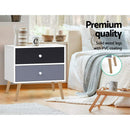 2 Drawers Two-Tone Bedside Table - White