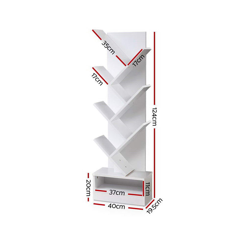 7 Tier Tree Bookshelf - White