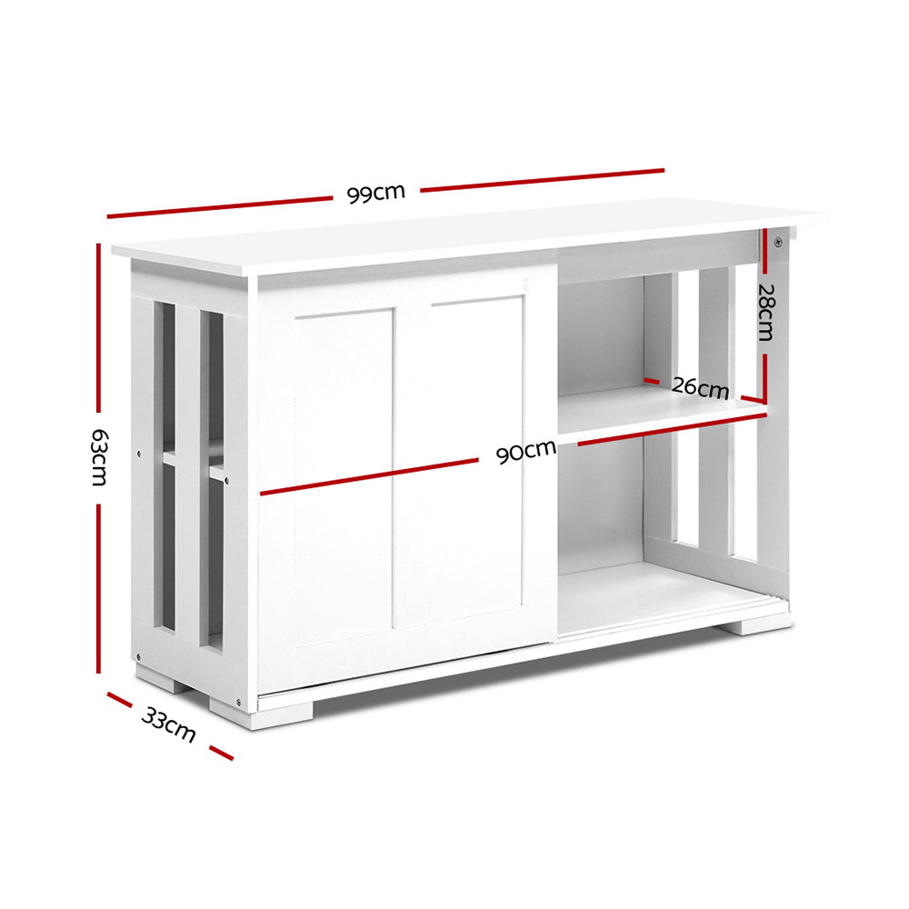 Sera Buffet Sideboard with Sliding Doors – White – 99 cm