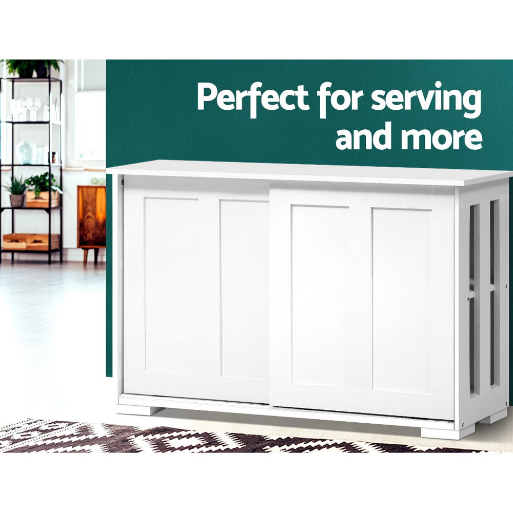 Sera Buffet Sideboard with Sliding Doors – White – 99 cm