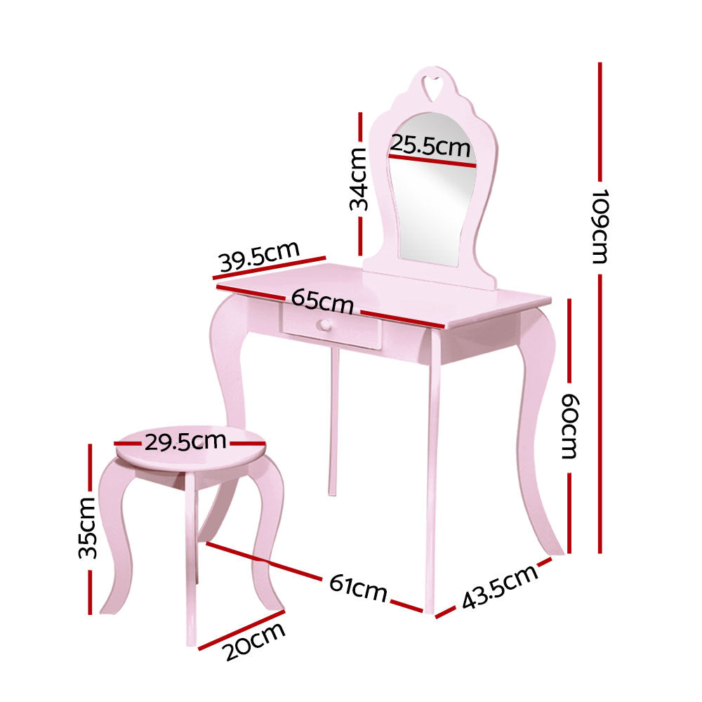 Princess Kids Dressing Table & Stool Set – Pink – Standard