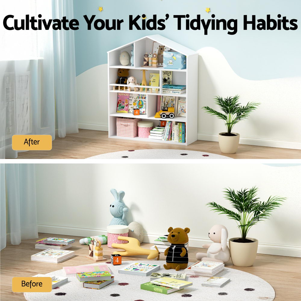 Rowan House-Shaped Kids Bookshelf – White – 91 cm