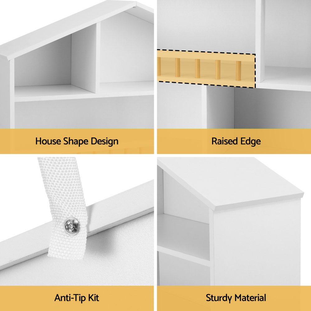 Rowan House-Shaped Kids Bookshelf – White – 91 cm