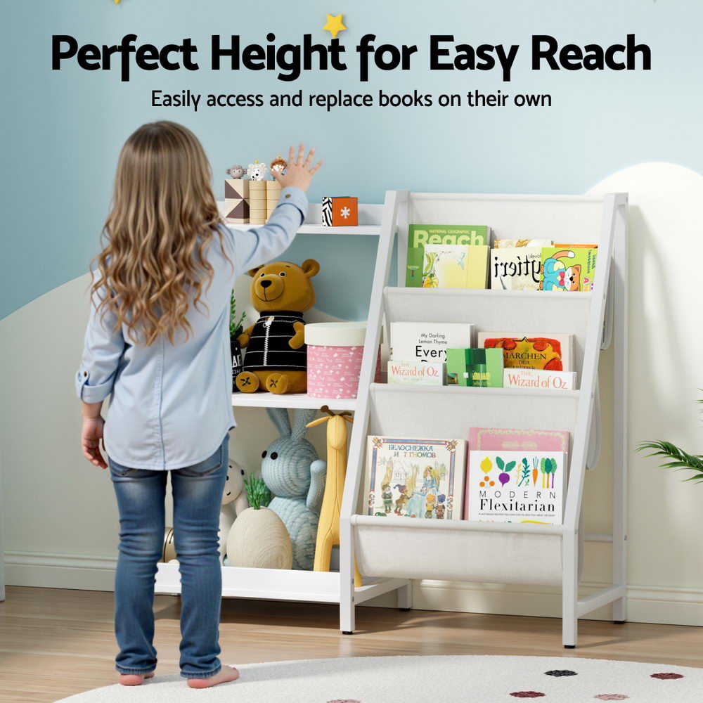 Arlo 3-Tier Kids Bookshelf – White – 83 cm