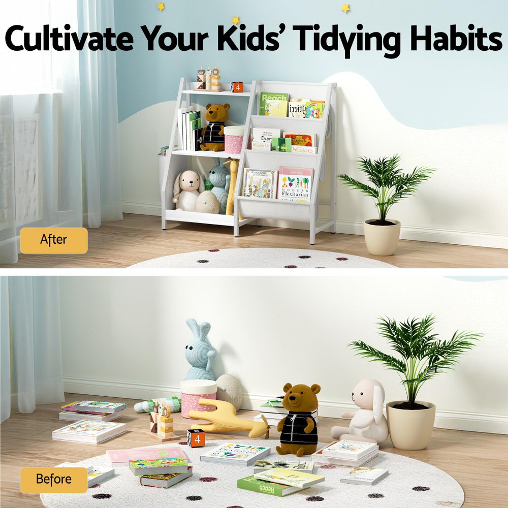 Arlo 3-Tier Kids Bookshelf – White – 83 cm