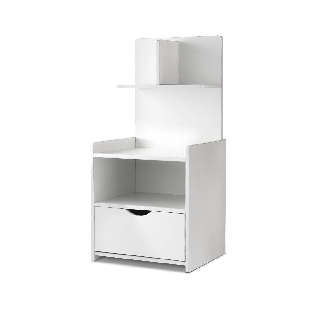 Pier Bedside Table with Shelves – White – 36.5 cm