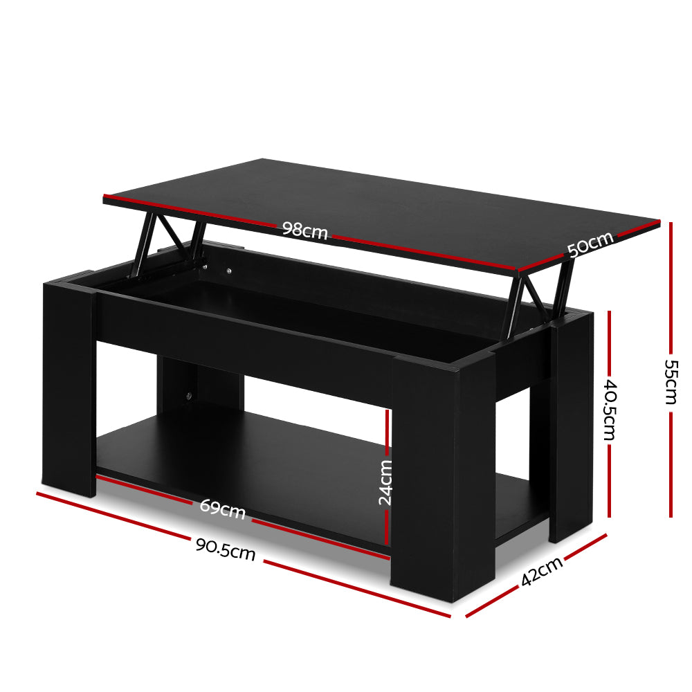 Alderon Lift-Top Coffee Table – Black – 98 cm