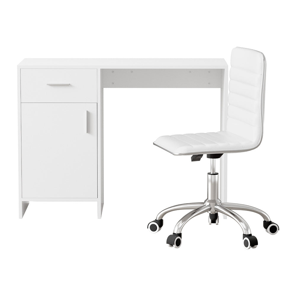 Volos Computer Desk and Office Chair Set – White – 100 cm