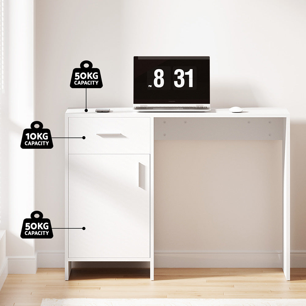 Volos Computer Desk and Office Chair Set – White – 100 cm