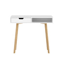 Nordic Computer Desk with Drawer & Shelf 90cm – White & Oak