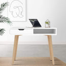 Nordic Computer Desk with Drawer & Shelf 90cm – White & Oak