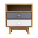 Bedside Table 2 Drawers with Shelf - Oak