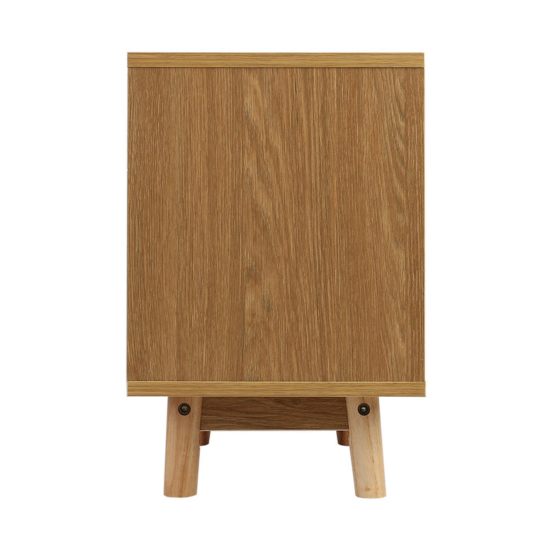 Bedside Table 2 Drawers with Shelf - Oak