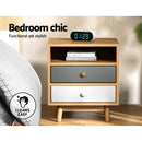 Bedside Table 2 Drawers with Shelf - Oak
