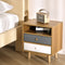 Bedside Table 2 Drawers with Shelf - Oak