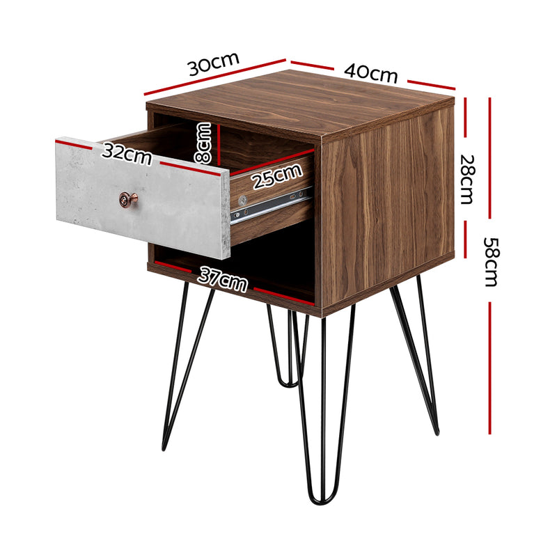 Bedside Table w/Drawer and Shelf