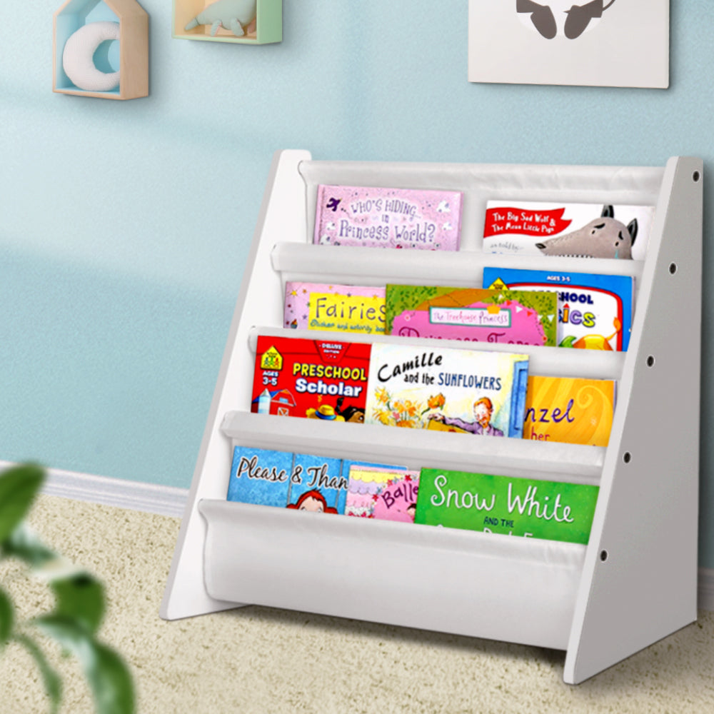 Atlas 4 Tiers Kids Bookshelf Magazine Shelf Children Bookcase Rack Organiser