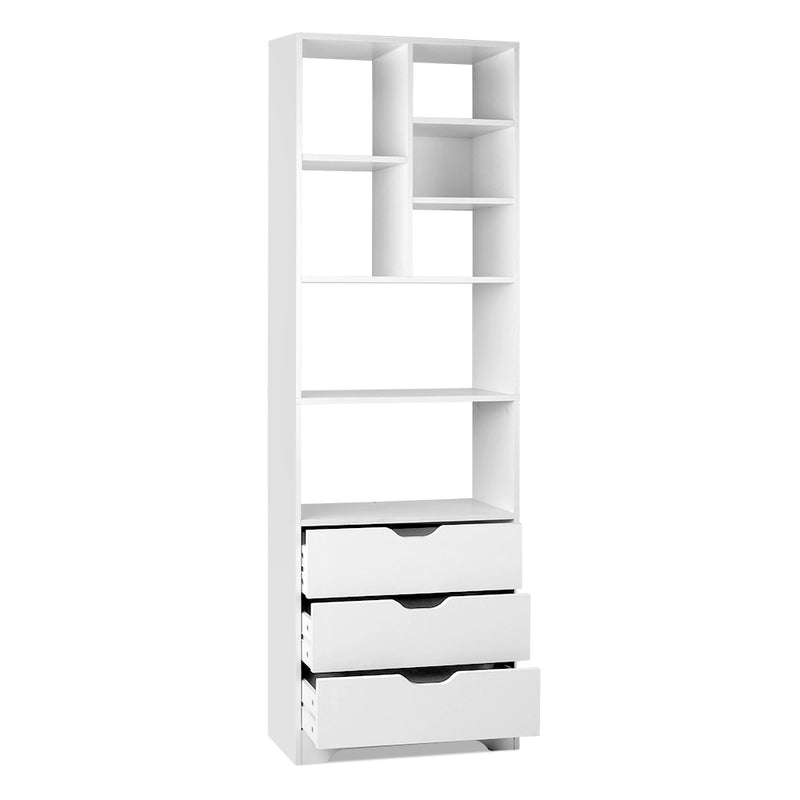 Artiss Bookshelf with Drawers - NANA White