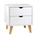 Artiss Bedside Table 2 Drawers - ANDERS White