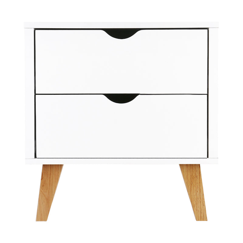 Bedside Table 2 Drawers - White