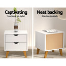 Bedside Table 2 Drawers - White