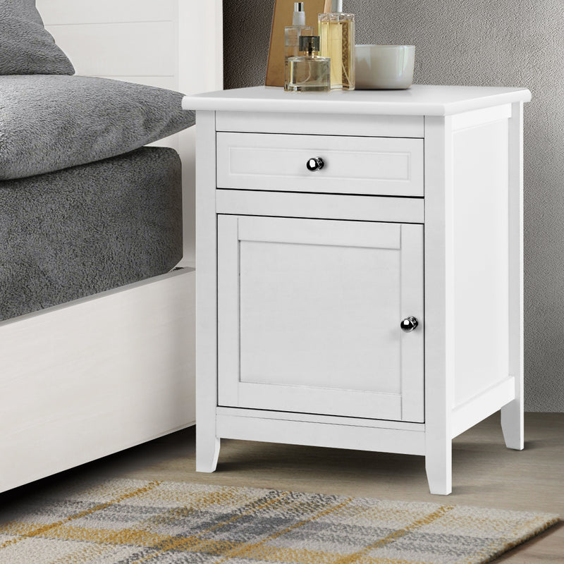 Large Bedside Table Nightstand - White