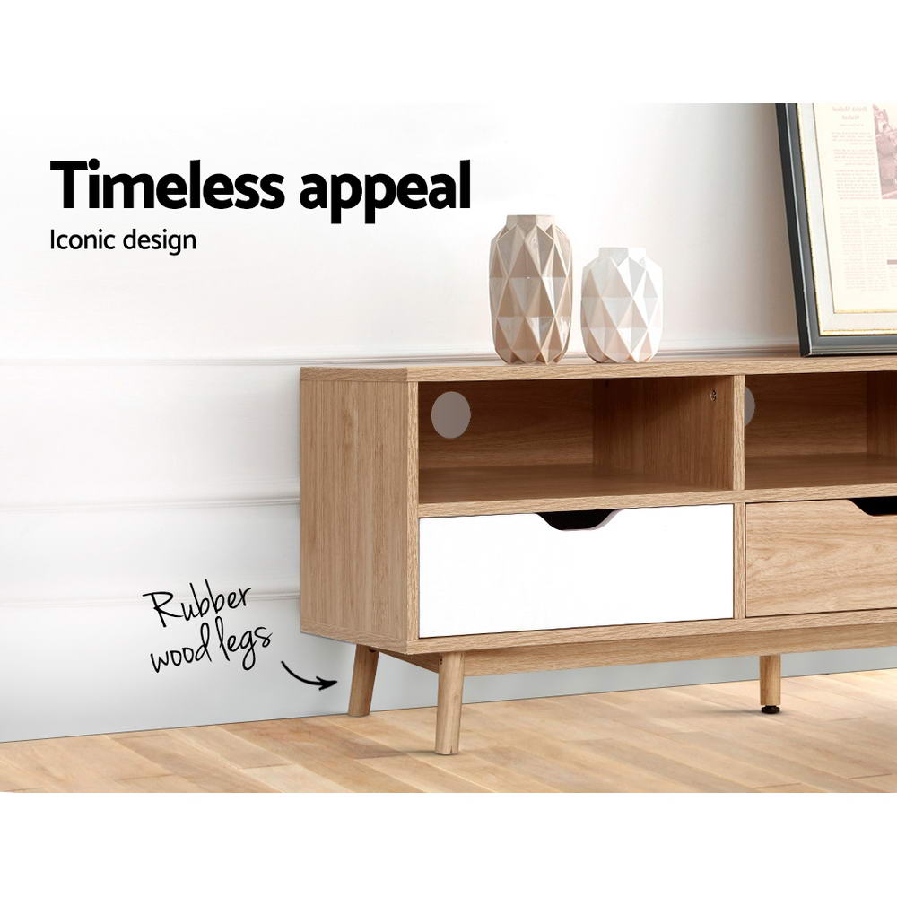 Arlo TV Cabinet Entertainment Unit – Oak & White – 140 cm