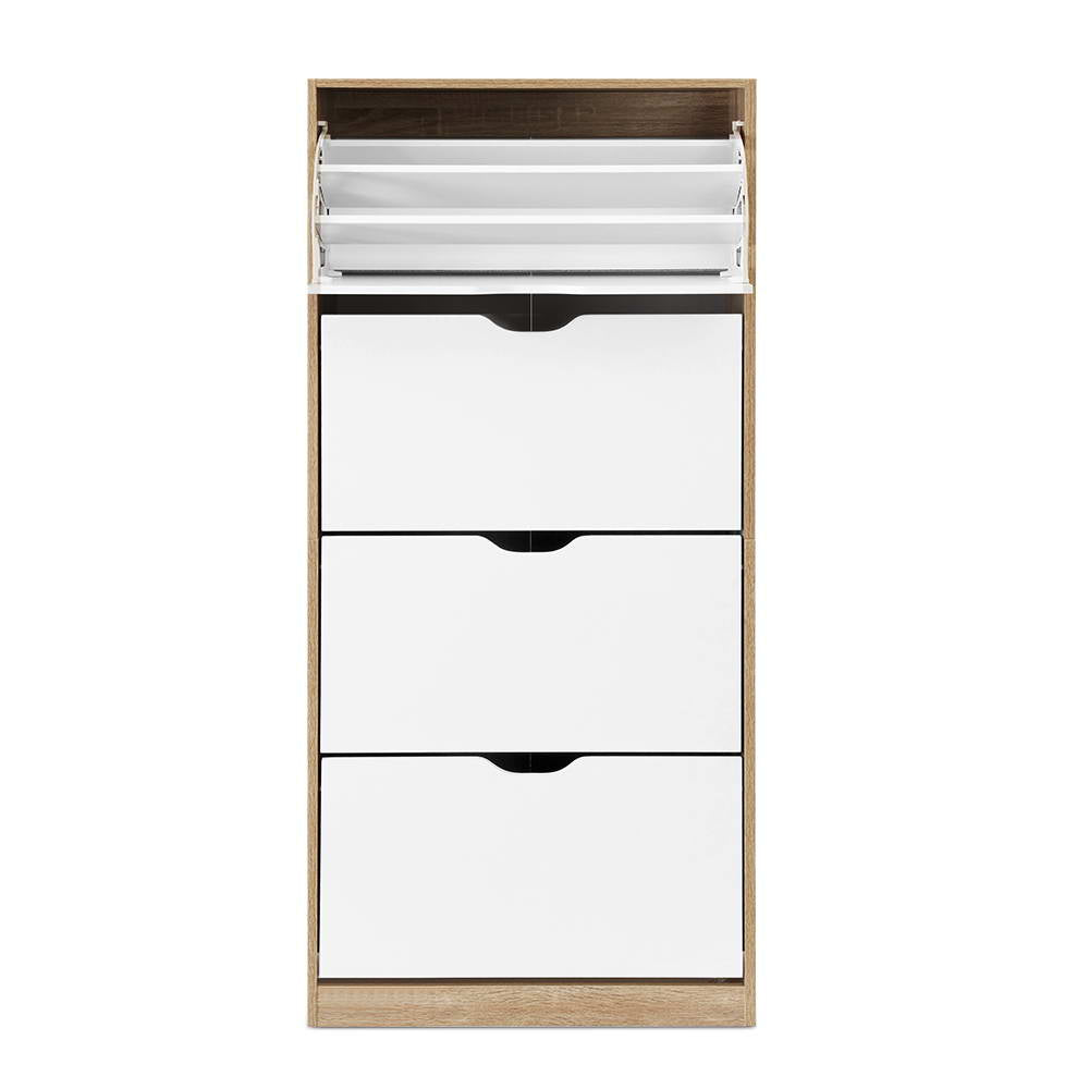 Hudson Shoe Storage Cabinet – White & Wood – 150 cm