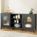 Buffet Sideboard Shelves Doors - Black – Double