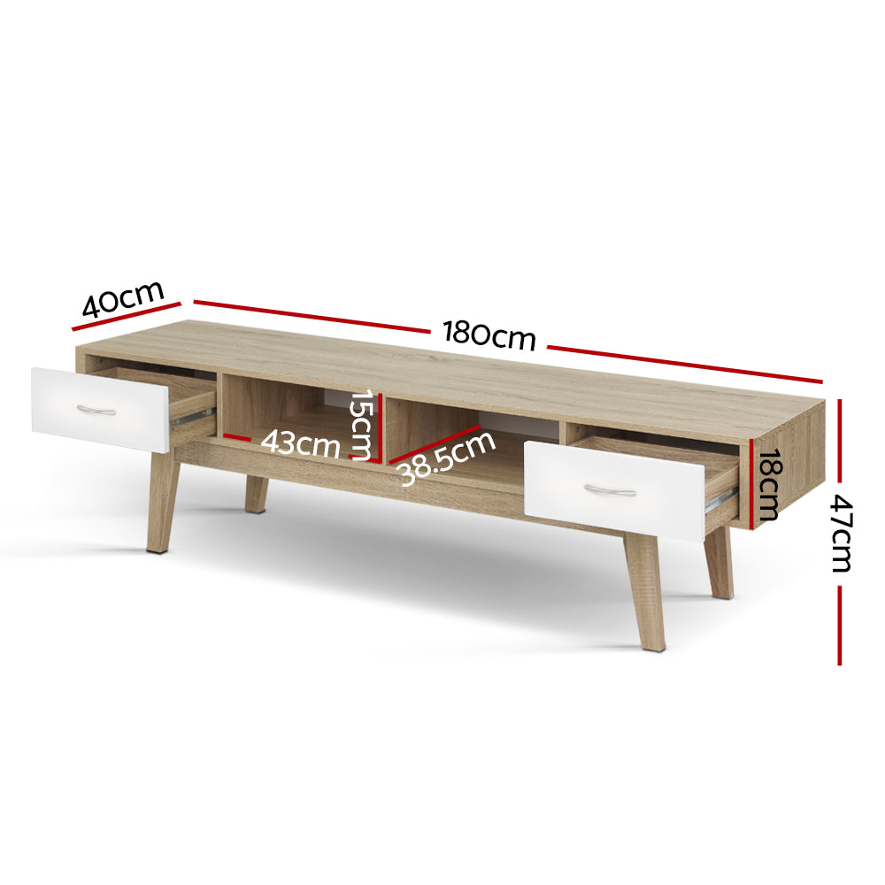 Kiara TV Entertainment Unit – Oak & White – 180 cm