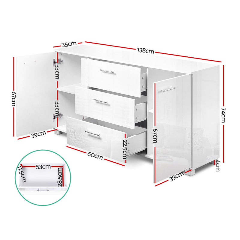 High Gloss Buffet Sideboard – White