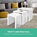 Set of 3 - Nesting Coffee Table - Glossy White